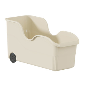 Cabinet <b>Storage</b> <b>Box</b> With Wheels Rectangle Cream Color Large Capacity <b>Kitchen</b> Organizer For Home Use - Product Image 5