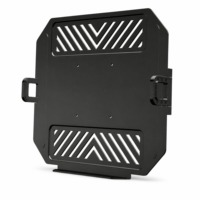 Support d'ordinateur portable pour bras de moniteur, support de montage ventilé noir avec trous VESA et poignées, support de bureau pour ordinateur portable