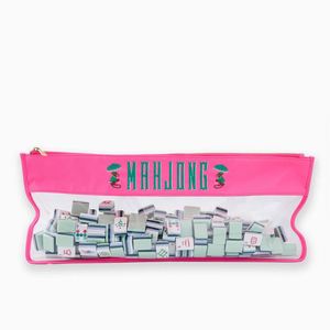 Sac de rangement Mahjong grande capacité personnalisé, motif lettres multicolores vert, fermeture éclair résistante à l'eau, portable - Product Image 4