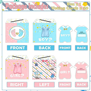 Scatole Regalo per Feste di Rivelazione del Sesso del Bambino, Decorazioni per Baby Shower, Cartoncini Rossi e Blu Pieghevoli per Votazione, Articoli Più Venduti - Product Image 3