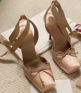 Chaussures pour femmes de haute qualité, sandales à talons carrés avec nœud, sandales de danse de créateur, escarpins à lanières, chaussures de soirée à talons aiguilles - Product Image 2
