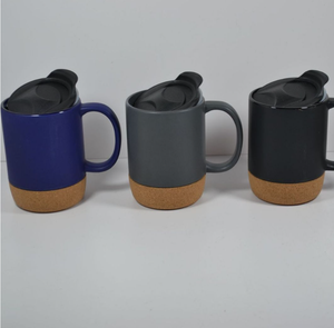 Bulk Matte <b>Ceramic</b> <b>Mug</b> with Cork Base & Plastic <b>Lid</b>, Custom Logo Promotional Coffee Cup <b>for</b> Corporate Gift Hotel Office - Product Image 5
