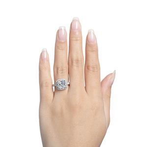 Classico 925 Sterling Silver 3CT Cubic Zirconia Halo cuscino anello di fidanzamento romantico bianco <span class=keywords><strong>da</strong></span> <span class=keywords><strong>sposa</strong></span>/abito <span class=keywords><strong>da</strong></span> festa per le donne - Product Image 2