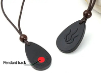 Pendentif en Lave Noire et Collier Pendentif Énergétique Quantique Goutte d'Eau