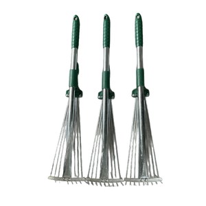 Garden Rake Stainless Steel 9 Tooth Telescopic Handle Anti Slip Agricultural Landscaping Lawn Rake - Product Image 4