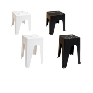 Tabouret en plastique Sichuan Hengfeng 380x380x485mm, design marbre noir, pour usage domestique et en restaurant - Product Image 5