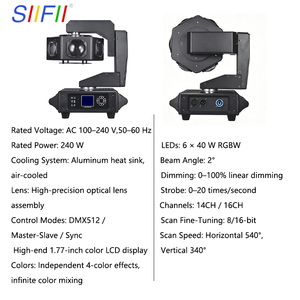 6x40W LED RGBW 360 °   Projecteur rotatif à faisceau continu DMX512 pour fêtes, DJ et éclairage de scène - Product Image 6