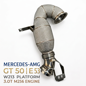 ท่อดาวน์ไปป์ Vortex High Flow SS304 แบบป้องกันความร้อนสำหรับ Mercedes AMG GT50 E53 W213 3.0T M256 ระบบติดตั้งโดยตรง - Product Image 1