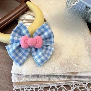 2024 New Blue Plaid Star <b>Bow</b> Hair <b>Clip</b>, INS Style Girly Bangs <b>Clip</b>, Cute Hairpin, Headwear - Product Image 2