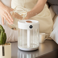 Nouvel humidificateur d'air numérique silencieux de 1500 ml à double pulvérisation USB, avec affichage numérique, pour voiture, camping-car, maison, chambre, bureau, veilleuse, garantie 1 an