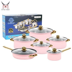 Ensemble de casseroles en acier inoxydable avec poignée dorée, 12 pièces, ustensiles de cuisine en métal, casseroles, poêles, cuisinière - Product Image 5