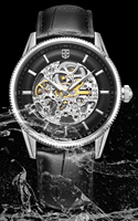 Montre automatique pour homme en acier inoxydable, design personnalisé, haut de gamme, luxe, cuir véritable, mécanique.