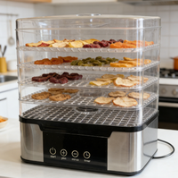 Déshydrateur alimentaire électrique domestique 500W 220-240V 50/60Hz |   Alerte de contrôle de température 35-75°C |   Matériau PP+GPPS VDE plaqué cuivre