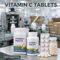 Comprimés d'acide ascorbique de haute pureté, vitamine C, complément nutritionnel halal, matière première de qualité supérieure
