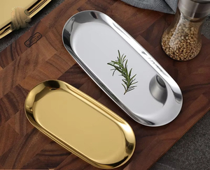 Nordic Style Stainless Steel Tray, Polished Mirror Surface Plate for Afternoon Tea, Towel Placement and Jewelry Collection - Product Image 1