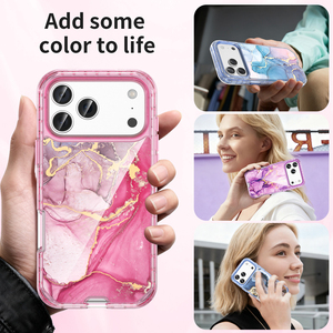 เคสลายหินอ่อนเคลือบไฟฟ้า 3-in-1 สำหรับ <span class=keywords><strong>iPhone</strong></span> 17 Pro Max, 16 Pro, 15, 14, 13 Pro Max  วัสดุ TPU PC ป้องกันแรงกระแทก - Product Image 5