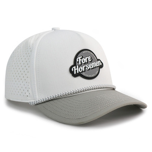 Cappellino da Baseball Veracap HN10 a 5 Pannelli Impermeabile con Fori Tagliati al Laser per Uomo e Donna, <span class=keywords><strong>Cappello</strong></span> da Golf con Corda e Logo Personalizzato in PVC - Product Image 2