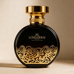 Botella de Perfume de Vidrio de Lujo de 30 ml, 50 ml, 100 ml con Diseño Personalizable de Patrones Negros y Dorados, con Tapa de Aleación de Zinc - Product Image 4