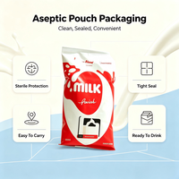 Bolsa Flexible para Empacar Bebidas Lácteas, Leche, Jugo y Leche de Soya, Marca Maxplus, Esterilizada, Certificada por la FDA, con Impresión Personalizada