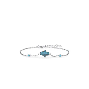 Hot Wholesale 925 Sterling Silver Gold Plated Simple Turquoise Ghost Hamsa Bracelet