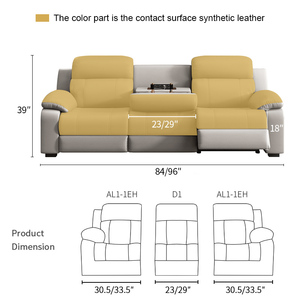 Sofá Reclinable Moderno de Diseño Nuevo, Tapicería de Cuero Genuino, Extensible, 3 Plazas, en Forma de I, Mueble Metálico para Sala de Estar, 6882-36 Power - Product Image 6