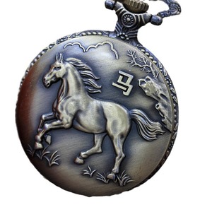 Fenyi <span class=keywords><strong>Vintage</strong></span> Bronze 3D Sculpté Animal Quartz Zodiaque <span class=keywords><strong>Montre</strong></span> de Poche - Product Image 2