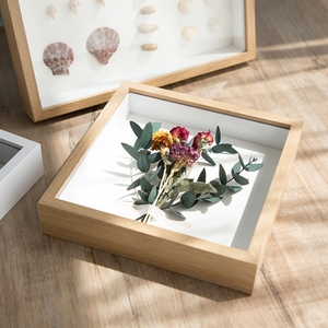 Hoa hiển thị khung 3x4 5x7 6x14inch 5cm sâu bóng hộp kính thực phía trước màu trắng và màu đen gỗ tự nhiên MDF bóng hộp khung - Product Image 6