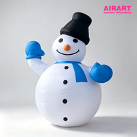 Bonhomme de neige gonflable géant de 6 m, grand bonhomme de neige gonflable de Noël en dessin animé avec chapeau noir et gants bleus pour la décoration extérieure des fêtes