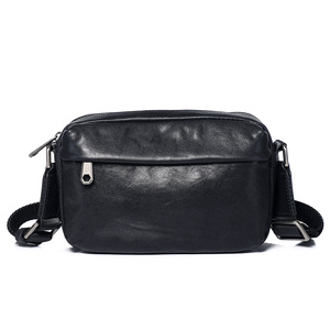Men's Genuine Leather Crossbody <b>Bag</b> Black Durable Everyday Use - Product Image 2
