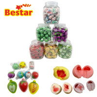 Bonbons gélifiés en forme de fruits de dessin animé avec garniture confiture de fruits, marque privée OEM, vente en gros, fourniture directe d'usine de confiserie