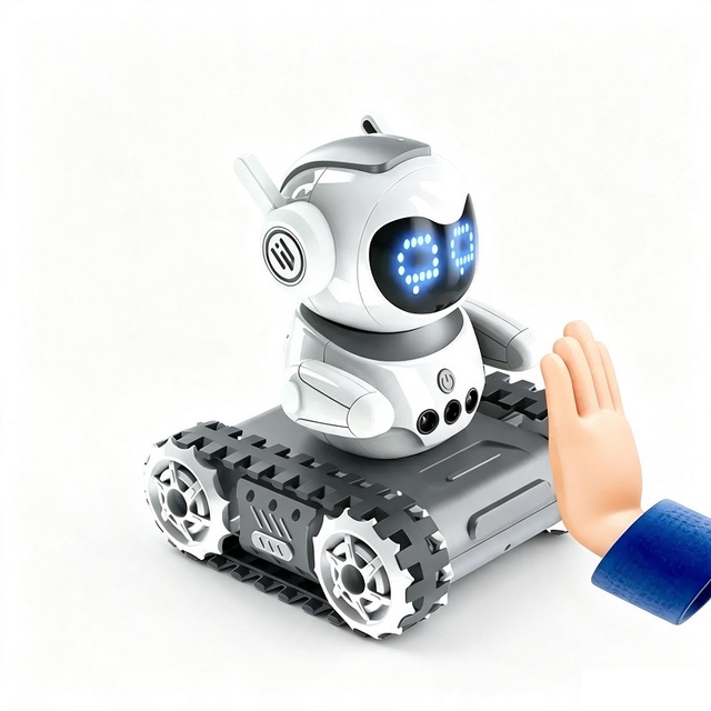 Mini Tracked Robot 2.4G RC All-Terrain Crawler Robot for Kids Educational Crawler Robot Construction Machinery Parts