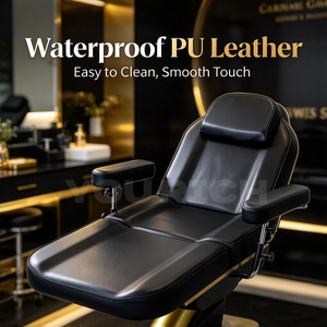 Fauteuil <span class=keywords><strong>de</strong></span> tatouage <span class=keywords><strong>hydraulique</strong></span> moderne en gros, fauteuil facial, <span class=keywords><strong>table</strong></span> <span class=keywords><strong>de</strong></span> <span class=keywords><strong>massage</strong></span> en cuir PU noir avec base dorée réglable pour salon <span class=keywords><strong>de</strong></span> beauté et studio - Product Image 4