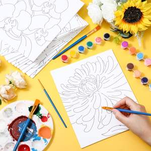 Panwenbo Custom 8x10 Canvas Boards Flor abstracta Diy Coloring Outline Painting Boards <span class=keywords><strong>Lienzos</strong></span> predibujados para adultos Niños - Product Image 5