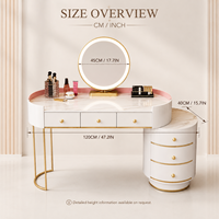 Table de maquillage moderne avec miroir LED, 6 tiroirs, meuble de rangement pour chambre à coucher, mobilier pour la maison et l'hôtel