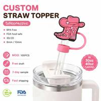 Tapas de Paja Impresas con UV, Resistentes al Polvo, OEM ODM, para Vasos, Tapas de Paja Personalizadas Libres de BPA, Venta al Por Mayor