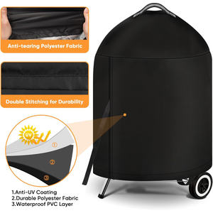 Cubierta de parrilla de forma redonda Cubierta de barbacoa impermeable resistente para <span class=keywords><strong>Weber</strong></span> Hervidor de carbón de <span class=keywords><strong>22</strong></span> pulgadas- - Product Image 4