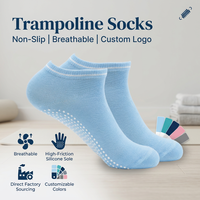 Chaussettes de trampoline en coton rayé personnalisées, respirantes, absorbant la transpiration, écologiques, séchage rapide, antidérapantes, chaussettes courtes pour jeunes, unisexe