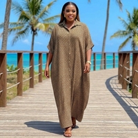 Robe longue ample en rayonne imprimée léopard numérique africain, style caftan tunisien, respirante, lavable, taille unique, idéale pour l'été