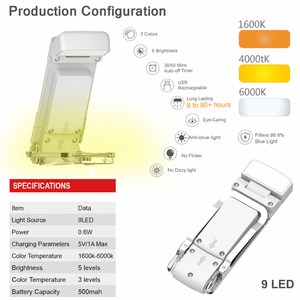 Luz de Lectura LED Portátil, Recargable, Flexible, con Clip, Control Táctil, Cuidado de la Vista, para Lectura Nocturna - Product Image 2