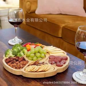 Shijie Wooden Flower Shaped Divided Platter Solid Wood <b>Snack</b> <b>Tray</b> For Party Home Use - Product Image 3