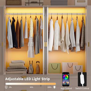 Armario Moderno SENYU con Puertas Estilo Shaker, Paneles de Vidrio, Estantes de 4 Niveles, Unidad de Almacenamiento con Panel Perforado, Mueble Independiente para Dormitorio - Product Image 6
