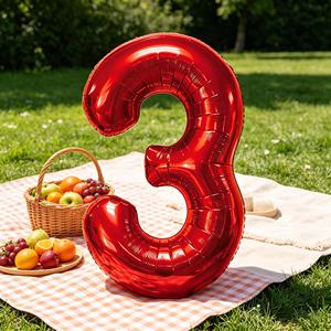 Party Love Numero Rojo N3 100cm 12 pcs Bag Balloon ensuring durability and a shiny, reflective surface - Product Image 6