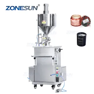 ZONESUN ZS-WCHJ1 Semi Otomatis Tunggal Kepala Lilin Lilin Krim Tebal Kosmetik Pemanasan Pasta Mengisi Mesin dengan Mixer