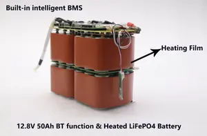 Self-heating BT Monitoring Lithium LiFePO4 Solar Battery 12V 50Ah