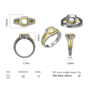 CAD custom jewelry fashion New design 925 Silver Gemostone Wedding Ring