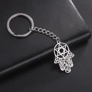 Star of David Palm Pendant Keychain for Women Men Stainless Steel Ethnic Style Suitable Fashion Birthday Jewelry Gift New In