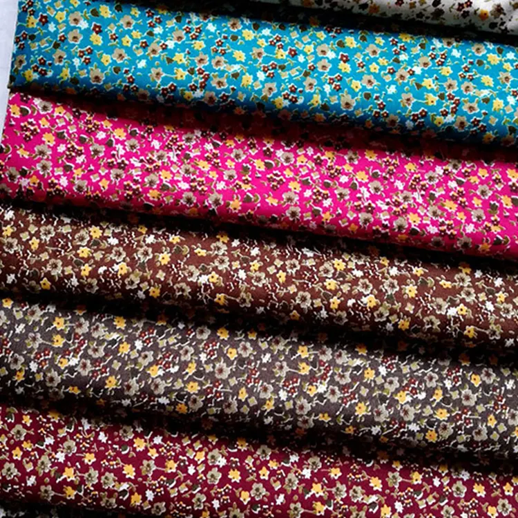 Custom Handgeweven Tropische Somalia Jurk Bloemenprint Poplin Tecido 100% Polyester Rayon Gesponnen Effen Challis Tissu Stof