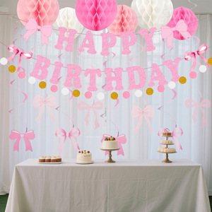 Set de Decoración con Lazo Rosa para Fiestas, Serpentinas en Espiral para Celebraciones de Cumpleaños de Niñas - Product Image 3