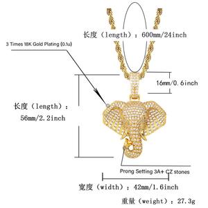 Hiphop Style Iced Out Cute Paved Diamonds <strong>Elephant</strong> Pendant <strong>Necklace</strong> - Product Image 5