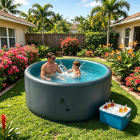 Piscine ronde gonflable premium grand format en Drop Stitch, baignoire multi-usage pliable et peu encombrante pour le jardin, la terrasse et les loisirs estivaux